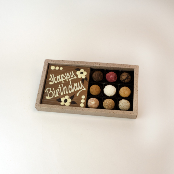 9-er Pralinen mit Alkohol "Happy Birthday" Vollmilch