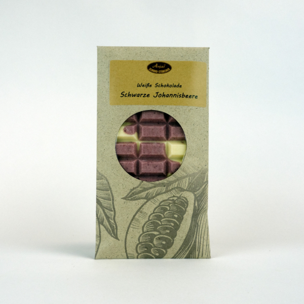 Weiße Schokoladentafel "Schwarze Johannisbeere" 100g